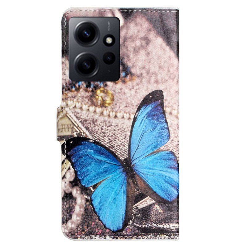 Etui Folio do Xiaomi Redmi Note 12 4G Niebieski Motyl