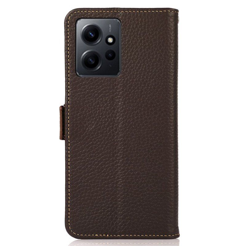 Etui Folio do Xiaomi Redmi Note 12 4G Skóra Liczi Khazneh Rfid