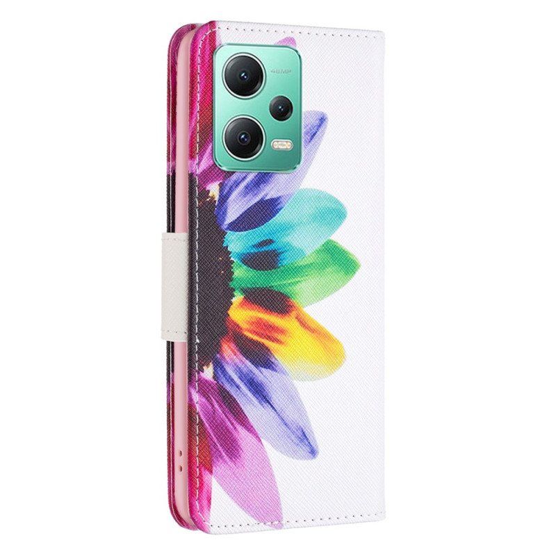 Etui Folio do Xiaomi Redmi Note 12 5G Akwarela Kwiat