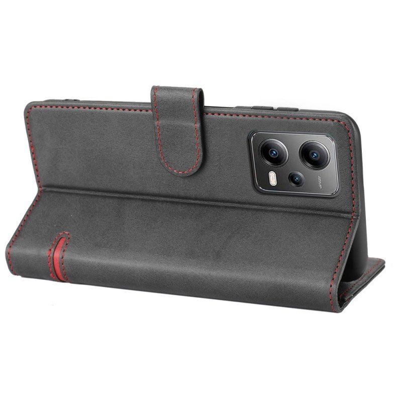 Etui Folio do Xiaomi Redmi Note 12 5G Liniowy Efekt Skóry