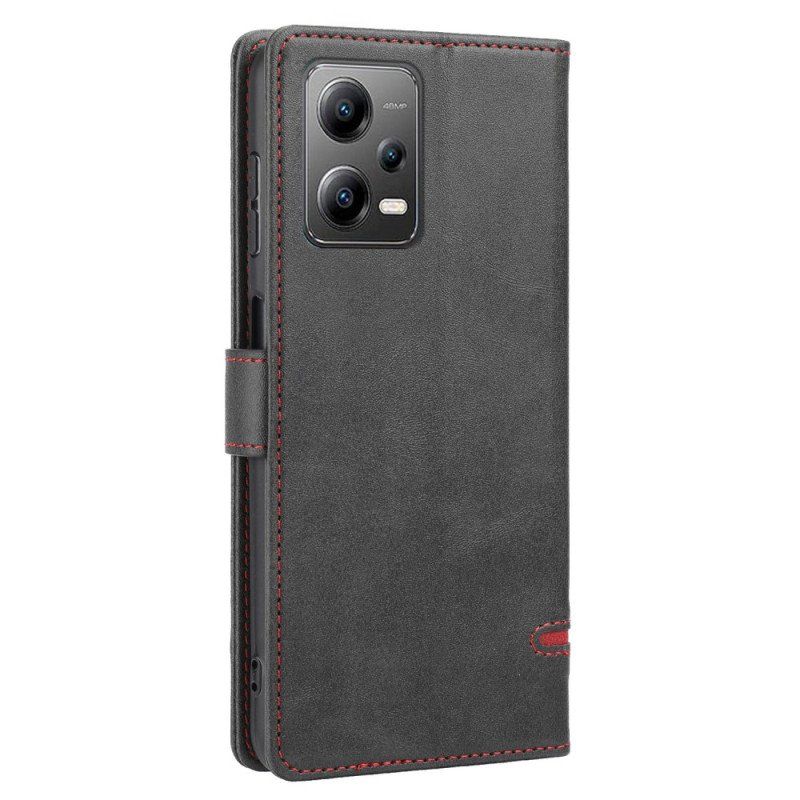 Etui Folio do Xiaomi Redmi Note 12 5G Liniowy Efekt Skóry