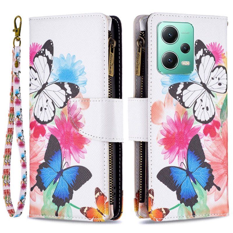 Etui Folio do Xiaomi Redmi Note 12 5G Portmonetka Motyle