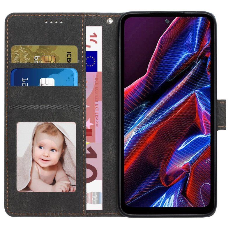 Etui Folio do Xiaomi Redmi Note 12 5G z Łańcuch Paski W Stylu Retro