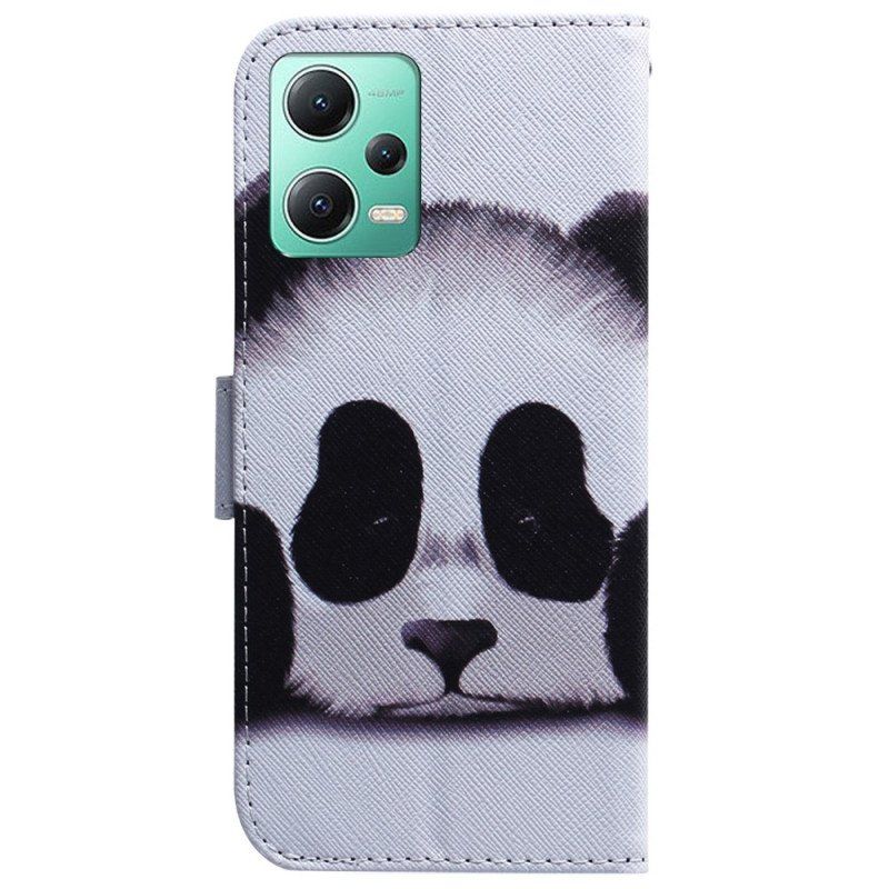 Etui Folio do Xiaomi Redmi Note 12 5G z Łańcuch Paskowata Panda