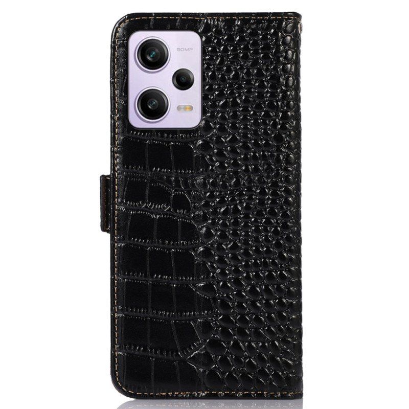 Etui Folio do Xiaomi Redmi Note 12 Pro Rfid W Stylu Krokodyla