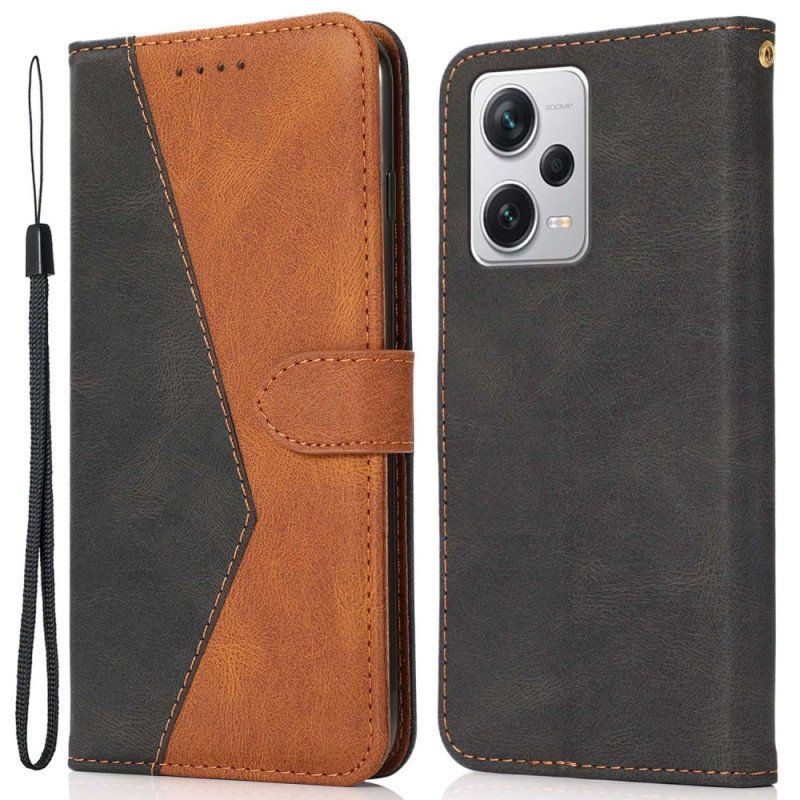 Etui Folio do Xiaomi Redmi Note 12 Pro z Łańcuch Dwukolorowy Pasek