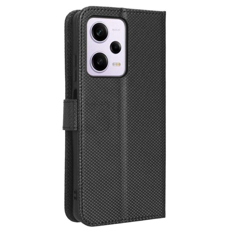 Etui Folio do Xiaomi Redmi Note 12 Pro z Łańcuch Stylowa Sztuczna Skóra Z Paskami