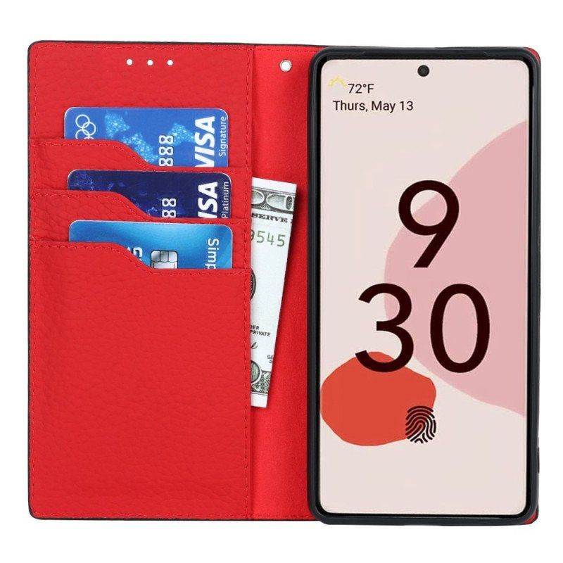 Etui Na Telefon do Google Pixel 7 z Łańcuch Etui Folio Oryginalny Skórzany Pasek Litchi