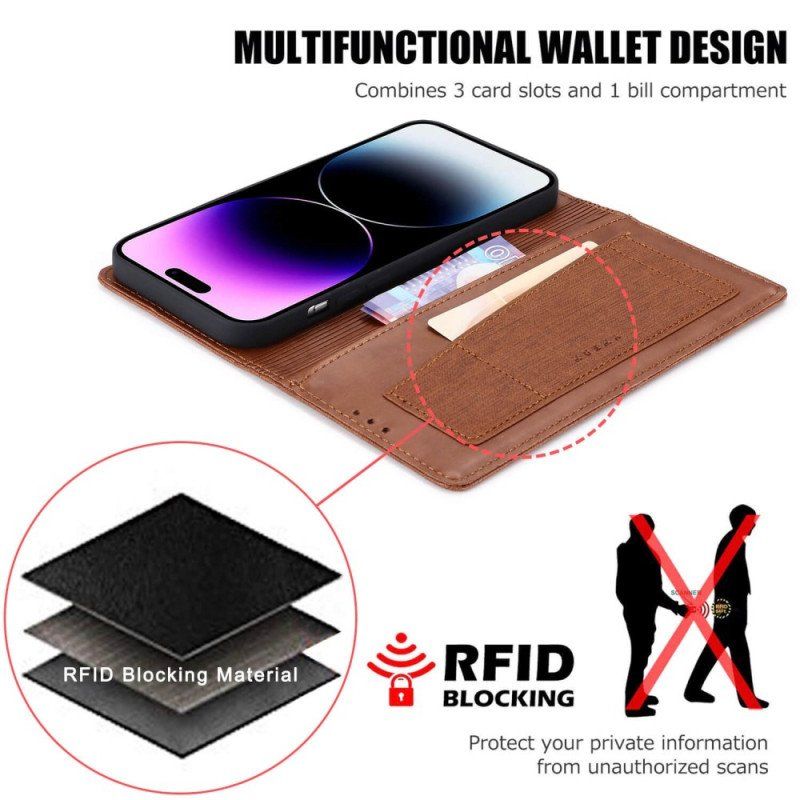 Etui Na Telefon do iPhone 14 Pro Etui Folio Styl Płótna Rfid