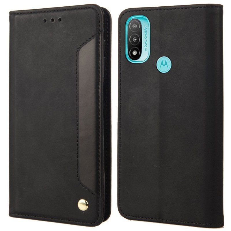 Etui Na Telefon do Moto E40 / E30 / E20 Etui Folio Dwukolorowy Biznesowy Efekt Skóry