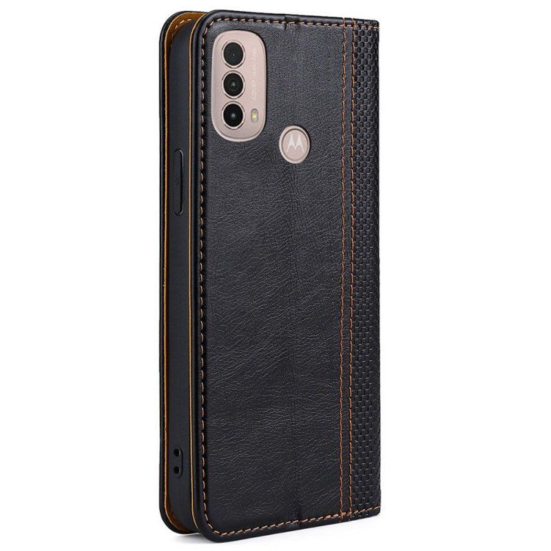 Etui Na Telefon do Moto E40 / E30 / E20 Etui Folio Przeszycia Ze Skóry Liczi