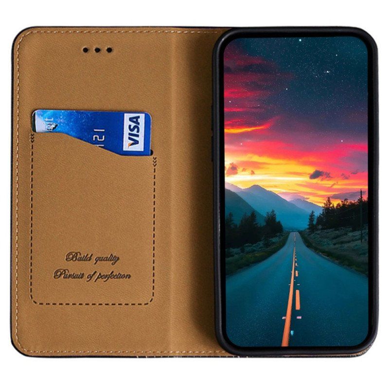 Etui Na Telefon do Moto E40 / E30 / E20 Etui Folio Przeszycia Ze Skóry Liczi