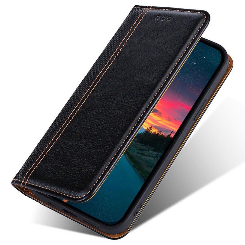 Etui Na Telefon do Moto E40 / E30 / E20 Etui Folio Przeszycia Ze Skóry Liczi