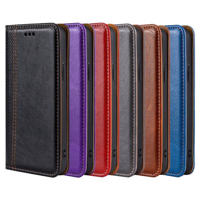 Etui Na Telefon do Moto E40 / E30 / E20 Etui Folio Przeszycia Ze Skóry Liczi