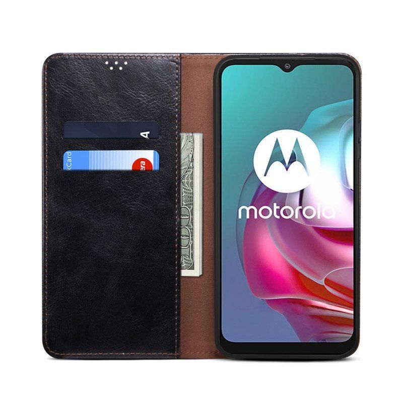 Etui Na Telefon do Moto E40 / E30 / E20 Etui Folio Woskowana Sztuczna Skóra