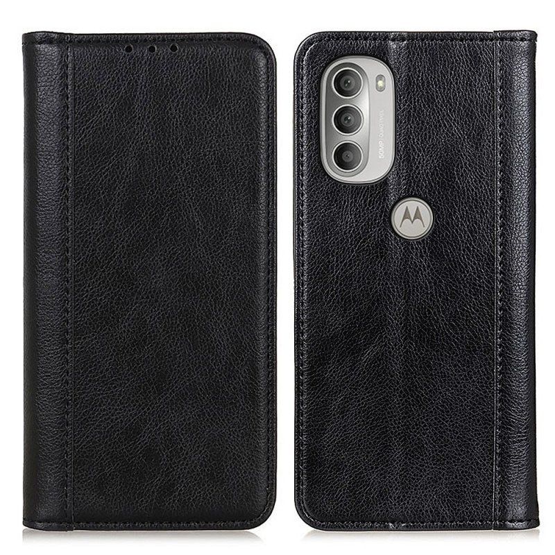 Etui Na Telefon do Moto G51 5G Etui Folio Elegancka Dwoina Skóry Liczi