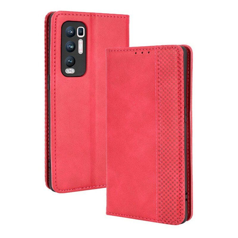 Etui Na Telefon do Oppo Find X3 Neo Etui Folio Stylizowany Efekt Skóry W Stylu Vintage