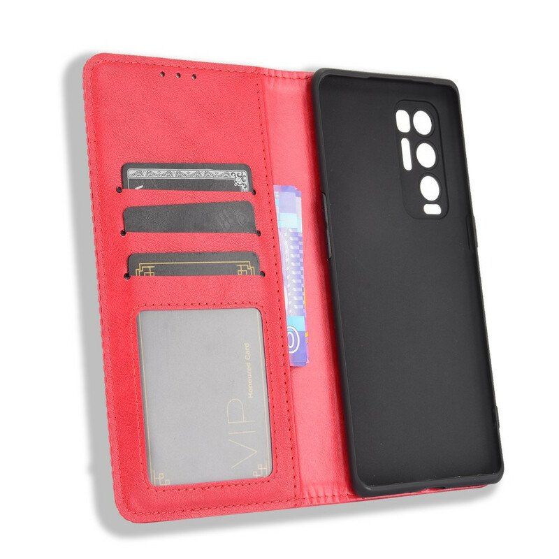 Etui Na Telefon do Oppo Find X3 Neo Etui Folio Stylizowany Efekt Skóry W Stylu Vintage