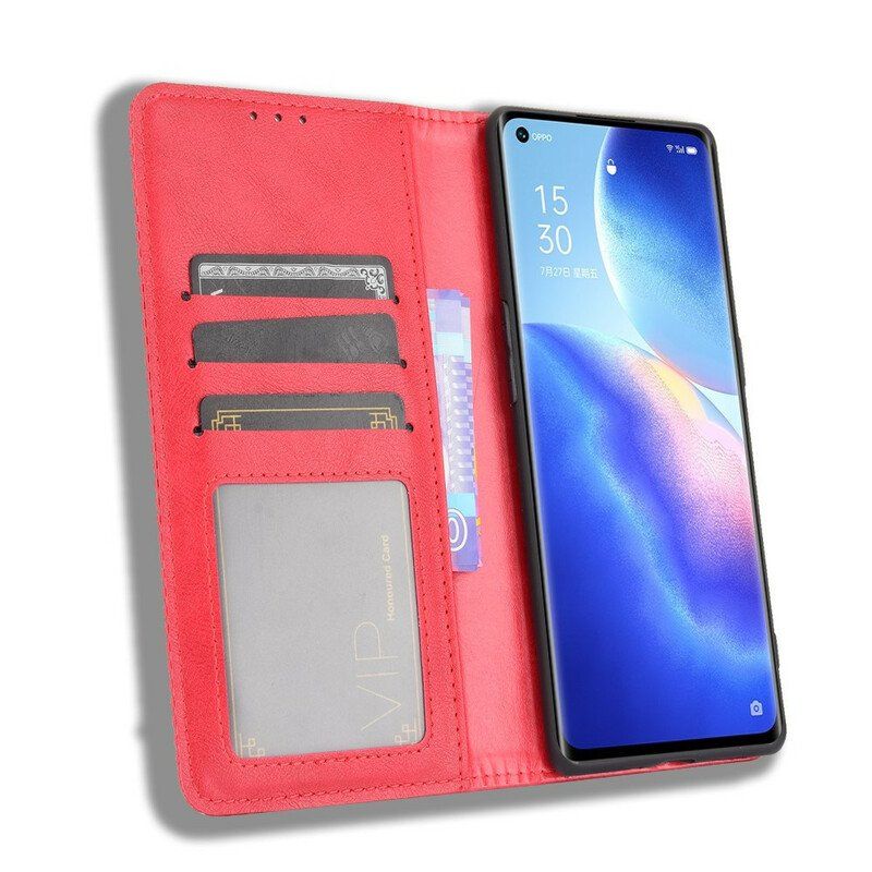 Etui Na Telefon do Oppo Find X3 Neo Etui Folio Stylizowany Efekt Skóry W Stylu Vintage