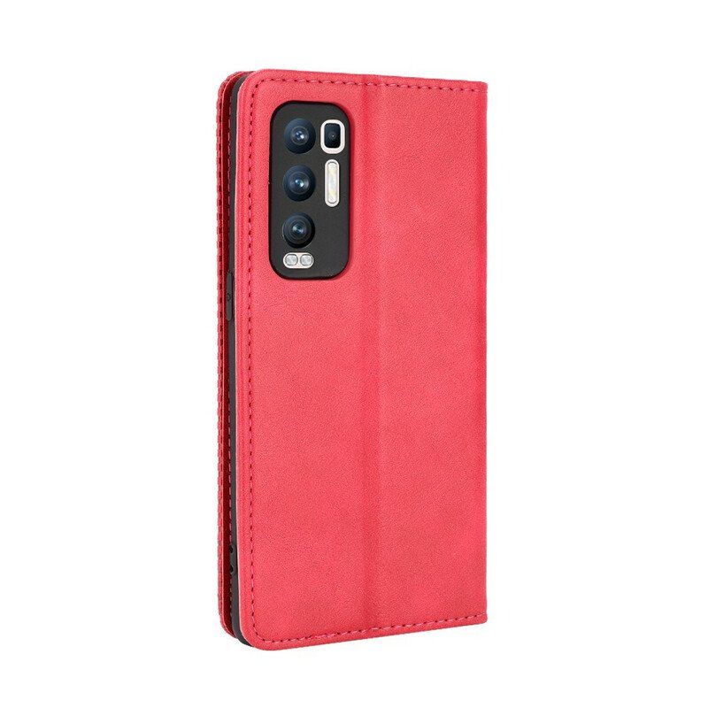 Etui Na Telefon do Oppo Find X3 Neo Etui Folio Stylizowany Efekt Skóry W Stylu Vintage