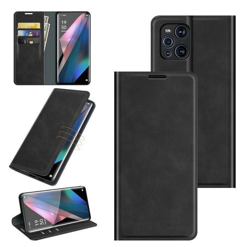 Etui Na Telefon do Oppo Find X3 Pro Etui Folio Efekt Miękkiej Skóry