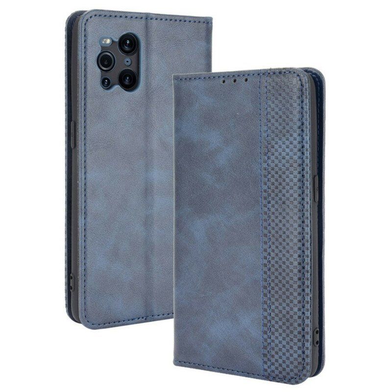 Etui Na Telefon do Oppo Find X3 Pro Etui Folio Stylizowany Efekt Skóry W Stylu Vintage