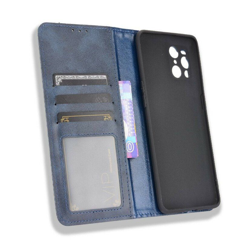 Etui Na Telefon do Oppo Find X3 Pro Etui Folio Stylizowany Efekt Skóry W Stylu Vintage