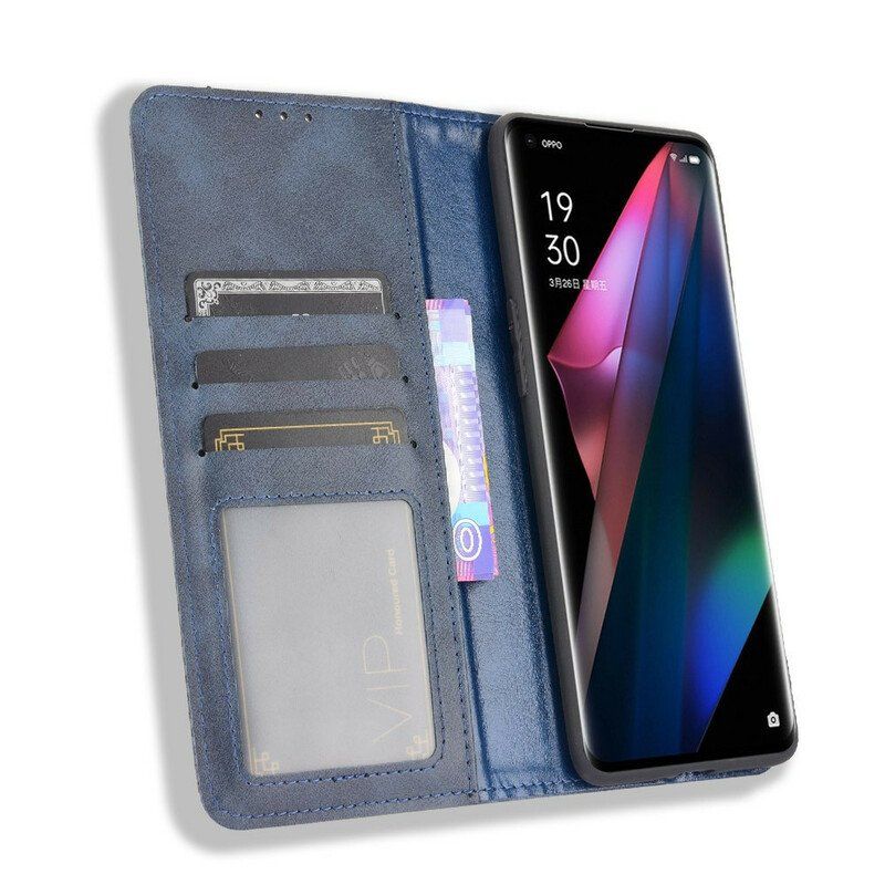 Etui Na Telefon do Oppo Find X3 Pro Etui Folio Stylizowany Efekt Skóry W Stylu Vintage