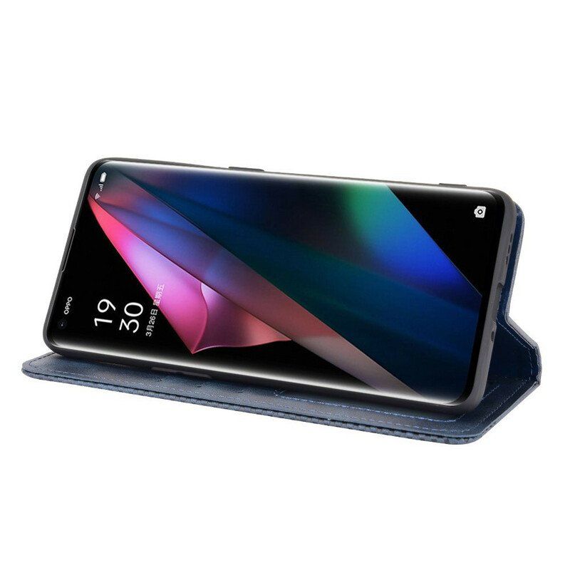 Etui Na Telefon do Oppo Find X3 Pro Etui Folio Stylizowany Efekt Skóry W Stylu Vintage