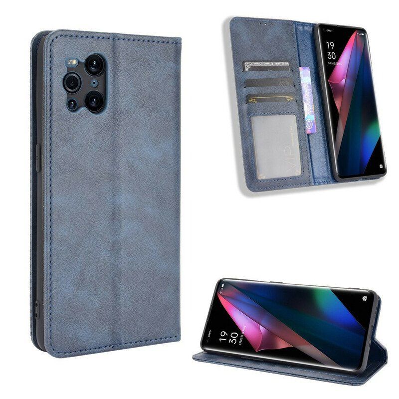 Etui Na Telefon do Oppo Find X3 Pro Etui Folio Stylizowany Efekt Skóry W Stylu Vintage