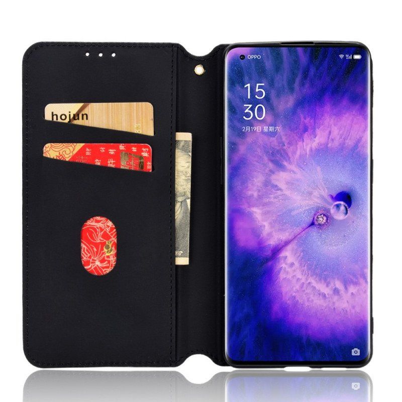 Etui Na Telefon do Oppo Find X5 Etui Folio Efekt Diamentowej Skóry