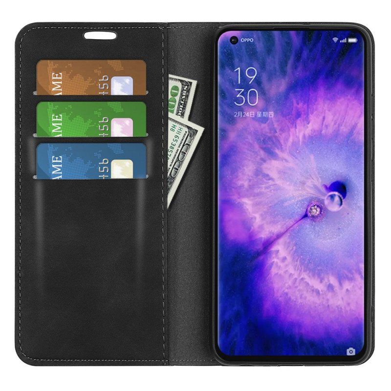 Etui Na Telefon do Oppo Find X5 Etui Folio Jedwabny Efekt Miękkiej Skóry