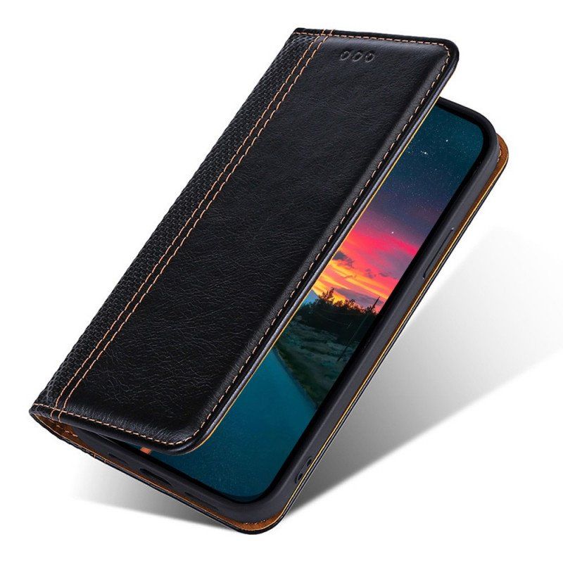 Etui Na Telefon do Oppo Find X5 Lite Etui Folio Przeszycia Ze Skóry Liczi