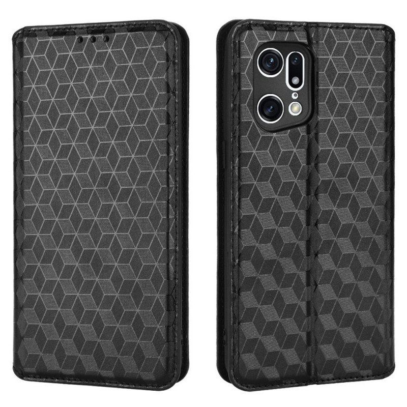 Etui Na Telefon do Oppo Find X5 Pro Etui Folio Efekt Diamentowej Skóry 3d