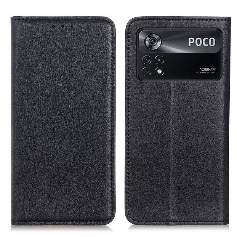 Etui Na Telefon do Poco X4 Pro 5G Etui Folio Skóra Dwoinowa Liczi