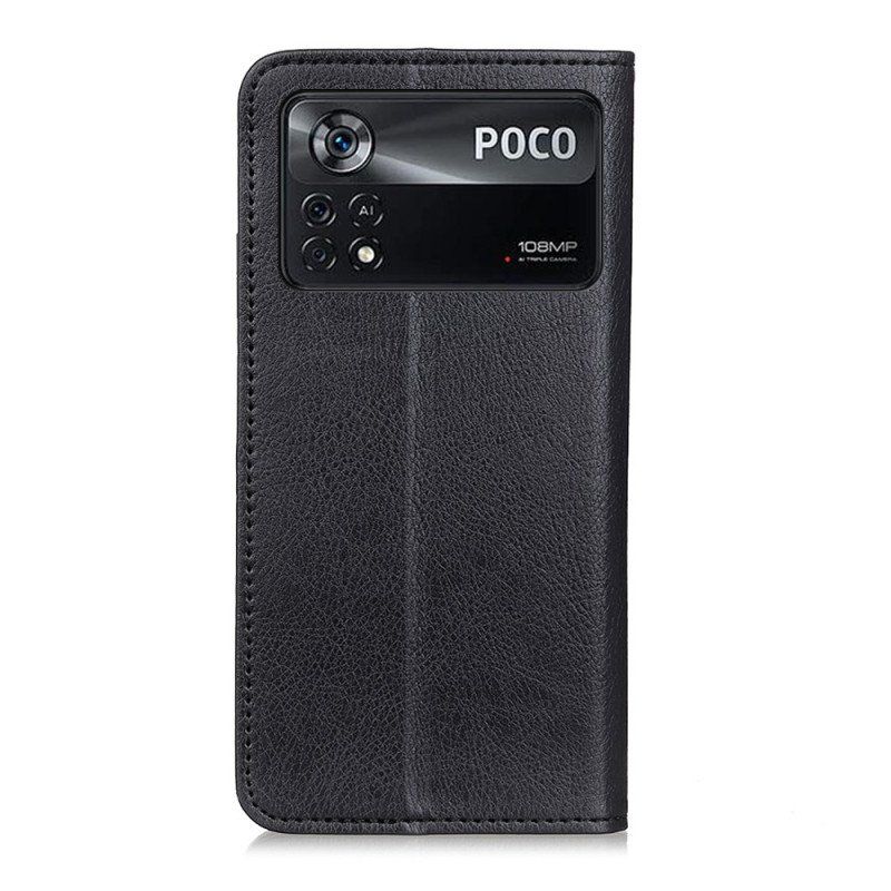 Etui Na Telefon do Poco X4 Pro 5G Etui Folio Skóra Dwoinowa Liczi