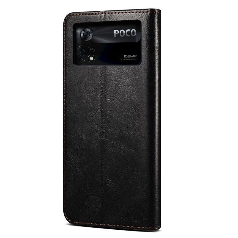 Etui Na Telefon do Poco X4 Pro 5G Etui Folio Woskowana Sztuczna Skóra