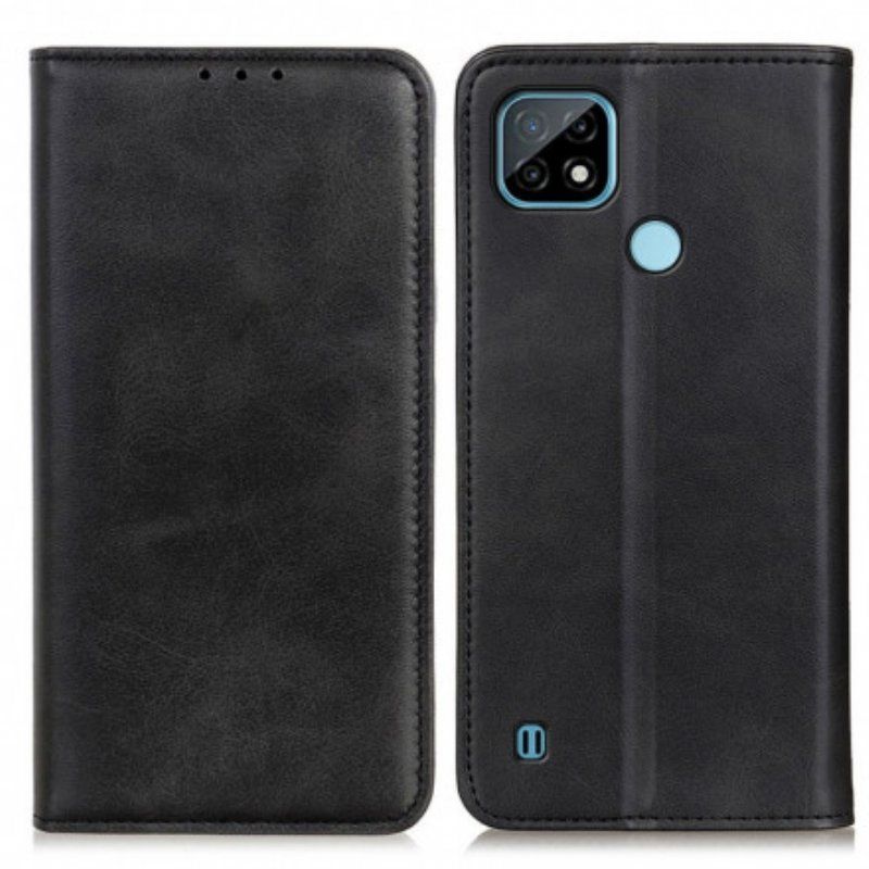 Etui Na Telefon do Realme C21 Etui Folio Matowa Skóra Dwoinowa