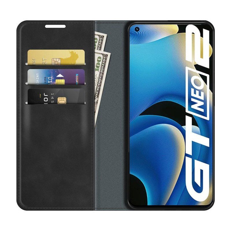 Etui Na Telefon do Realme GT Neo 3T / Neo 2 Etui Folio Jedwabny Efekt Miękkiej Skóry