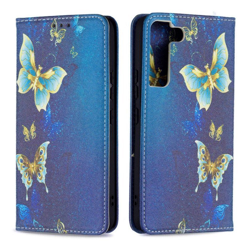 Etui Na Telefon do Samsung Galaxy S22 5G Etui Folio Kolorowe Motyle