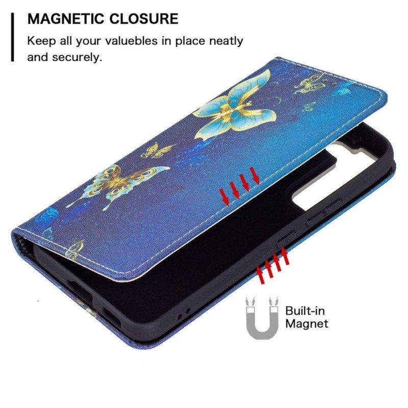 Etui Na Telefon do Samsung Galaxy S22 5G Etui Folio Kolorowe Motyle