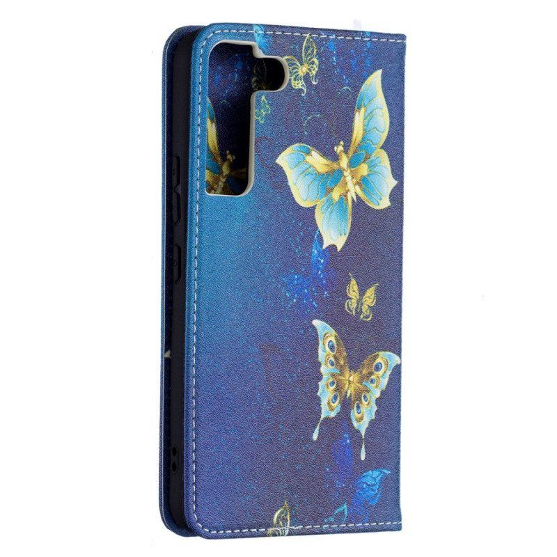 Etui Na Telefon do Samsung Galaxy S22 5G Etui Folio Kolorowe Motyle