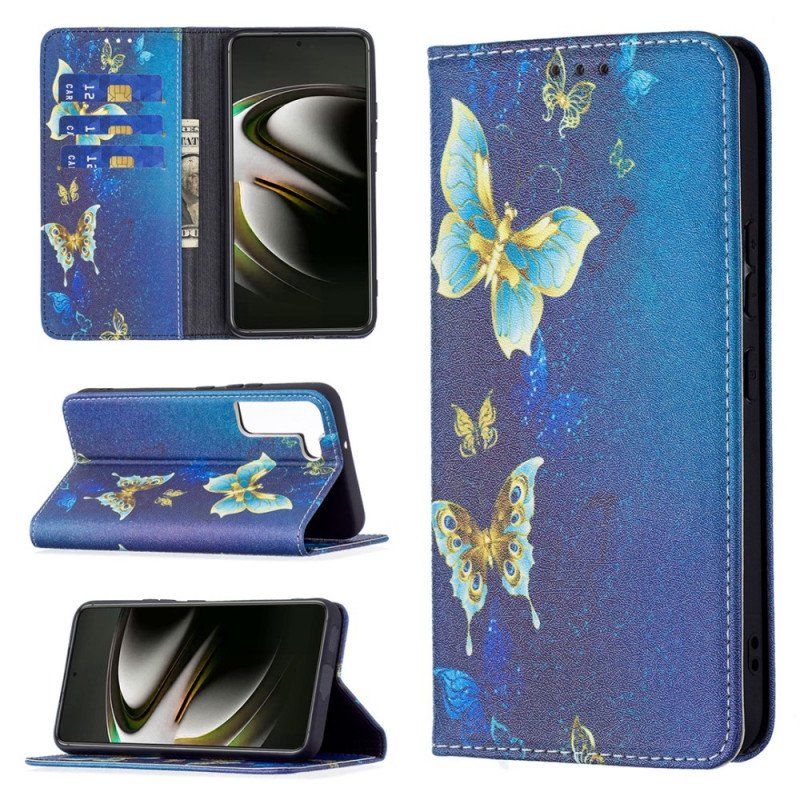 Etui Na Telefon do Samsung Galaxy S22 5G Etui Folio Kolorowe Motyle