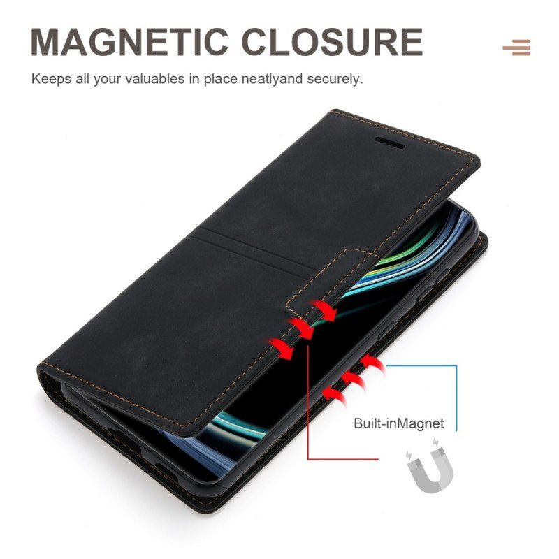 Etui Na Telefon do Samsung Galaxy S22 5G Etui Folio Stylowe Skórzane Przeszycia Magnetyczne Zapięcie