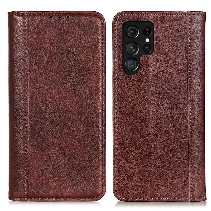 Etui Na Telefon do Samsung Galaxy S22 Ultra 5G Etui Folio Elegancka Dwoina Skóry Liczi