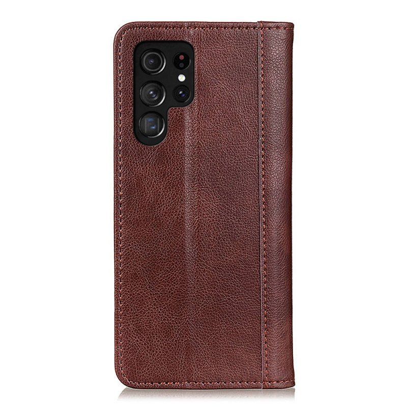 Etui Na Telefon do Samsung Galaxy S22 Ultra 5G Etui Folio Elegancka Dwoina Skóry Liczi