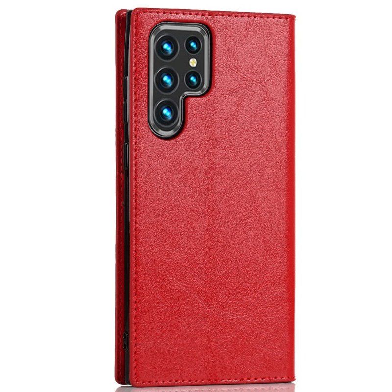 Etui Na Telefon do Samsung Galaxy S22 Ultra 5G Etui Folio Prawdziwa Skóra