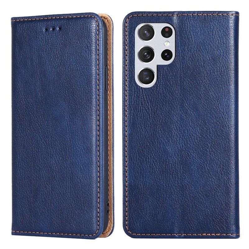 Etui Na Telefon do Samsung Galaxy S22 Ultra 5G Etui Folio Przeszycia Ze Sztucznej Skóry