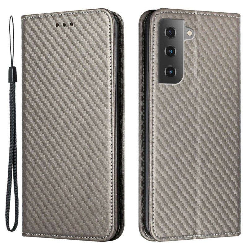 Etui Na Telefon do Samsung Galaxy S23 5G z Łańcuch Etui Folio Pasek W Stylu Włókna Węglowego