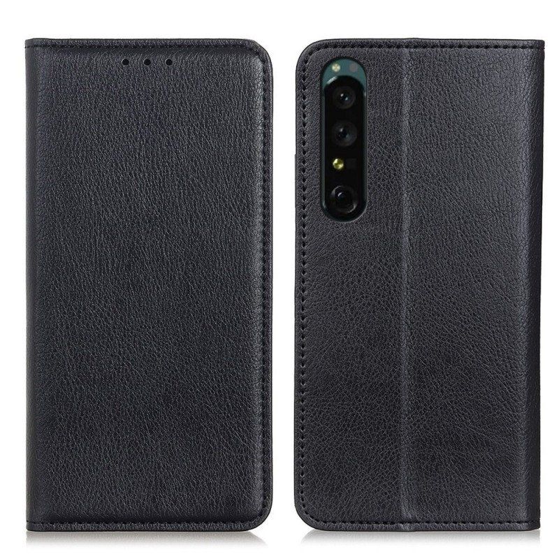 Etui Na Telefon do Sony Xperia 1 IV Etui Folio Skóra Dwoinowa Liczi